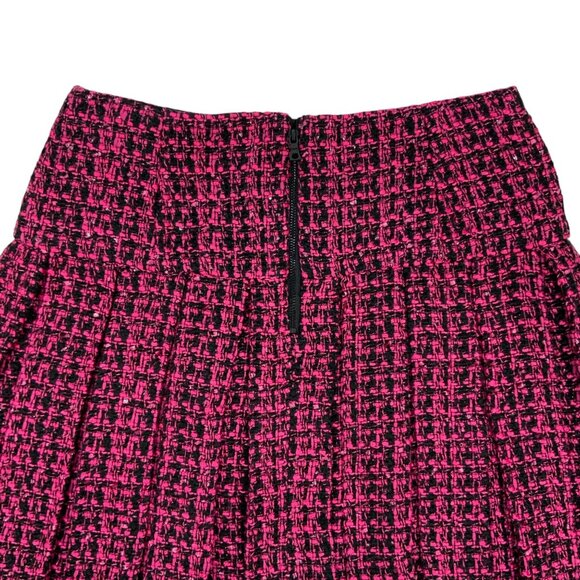 Alice + Olivia Emilie Pleated Tweed Mini Skirt 6 Black Wild Pink Frayed Fall - Picture 8 of 10